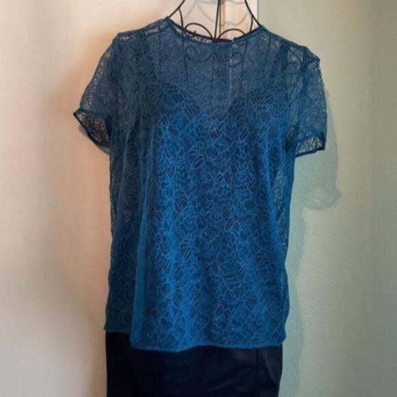 La Perla Blue Lace Short Sleeve Tee - Picture 6 of 7